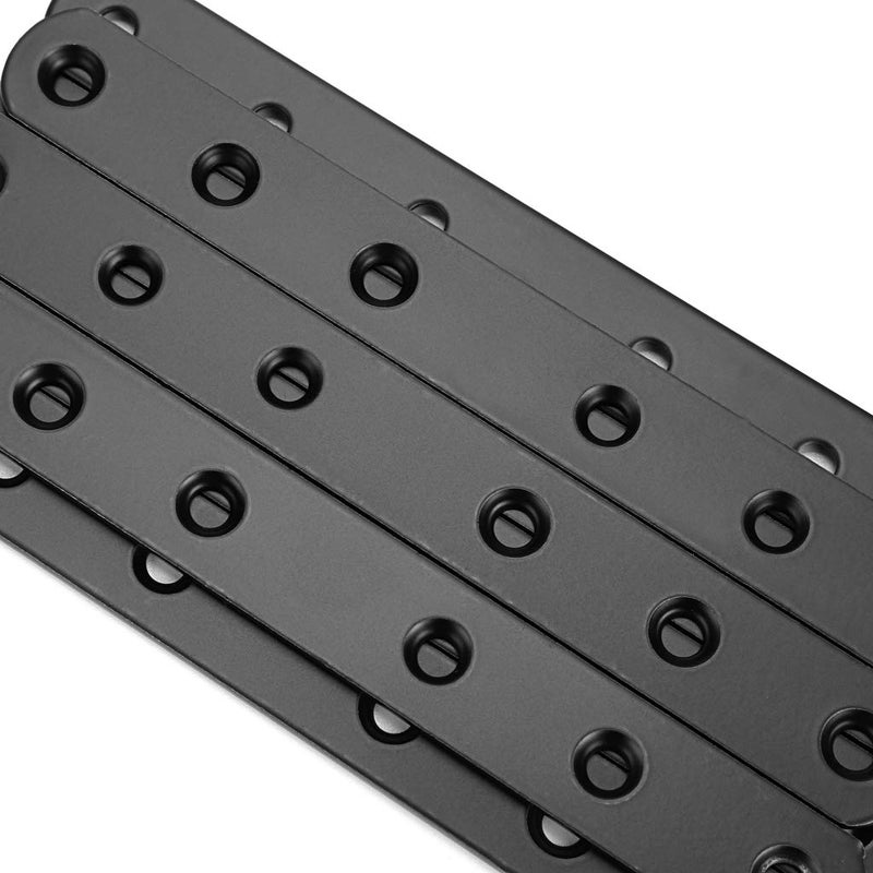 Sumnacon 8 Pcs Stainless Steel Flat Plates - 6 Inch Heavy Duty Mending Plate Straight Corner Brace Brackets Connector Furniture Repair Fixing Joint with Screws, Black - Image 5